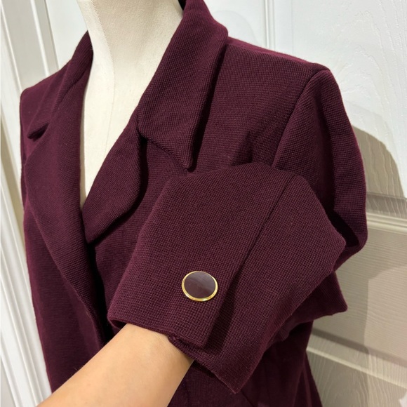 Luisa Spagnoli   3 Button Blazer  Pure Virgin Wool  / Size L / Maroon - Picture 10 of 13